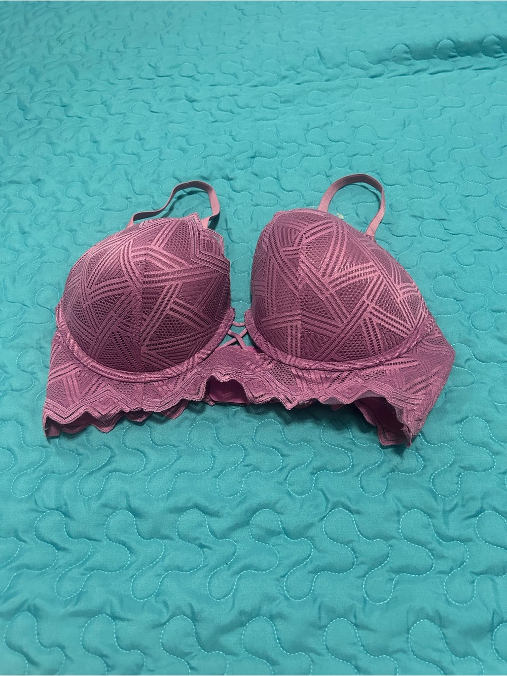 Youmita Lace Geometric Push-Up Bra - Purple